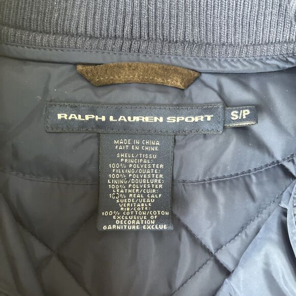 Ralph Lauren Sport Womens Vest S Quilted Crest Crown Logo Suede Trim Equestrian - Picture 3 of 6
